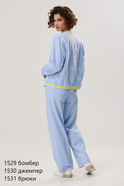 Голубой и желтый хлопковый бомбер с дизайном NiV NiV fashion 1529 - фото 5