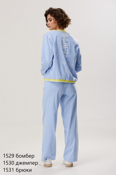 Голубой и желтый хлопковый бомбер с дизайном NiV NiV fashion 1529 - фото 4