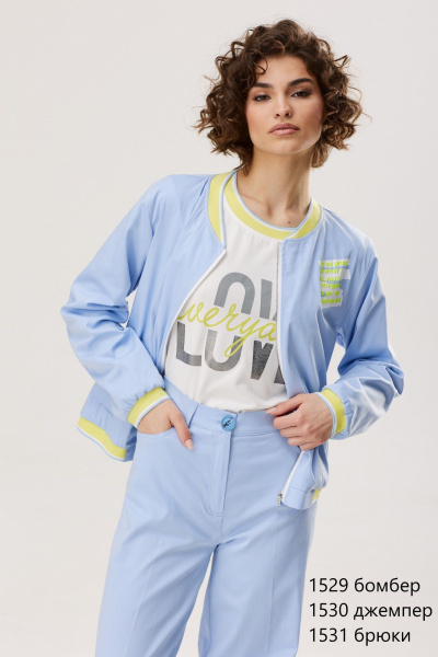 Голубой и желтый хлопковый бомбер с дизайном NiV NiV fashion 1529 - фото 3
