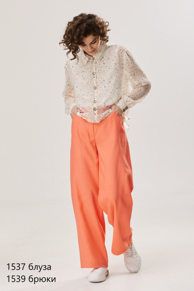 Блуза приталенного фасона из текстиля с тесьмой декор NiV NiV fashion 1537 - фото 2
