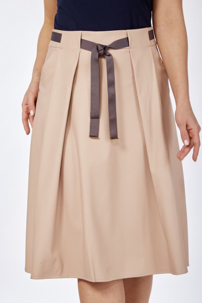 Демисезонная юбка из экокожи с складками и карманами Klever 225 пыльный_розовый - фото 7