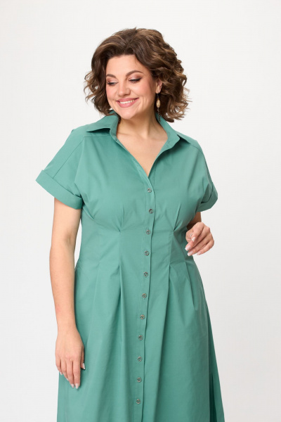 Летнее платье на линию талии с карманами и пуговицами Bonna Image 903 зеленый - фото 6