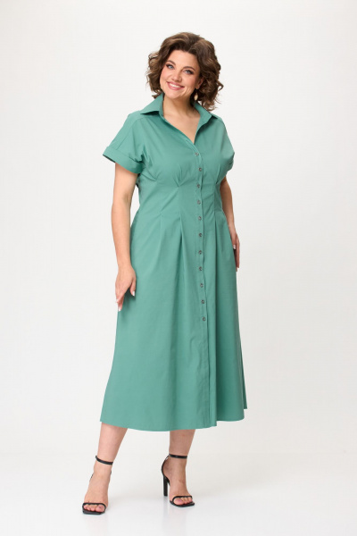 Летнее платье на линию талии с карманами и пуговицами Bonna Image 903 зеленый - фото 3