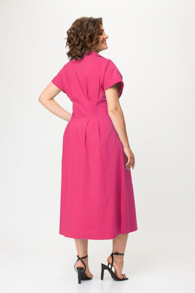 Летнее платье из хлопка с складками и карманами Bonna Image 903 малиновый - фото 2