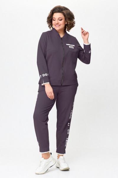 Спортивный костюм бомбер и брюки из трикотажа Bonna Image 889 серо-фиолетовый - фото 8