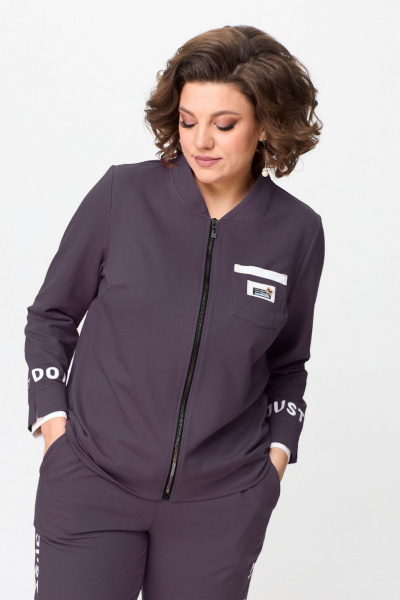 Спортивный костюм бомбер и брюки из трикотажа Bonna Image 889 серо-фиолетовый - фото 6