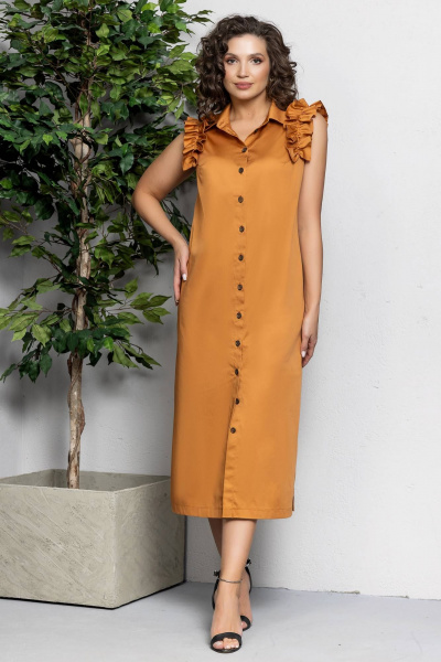 Летнее миди платье рубашка с карманами и поясом Gold Style 2622 - фото 15