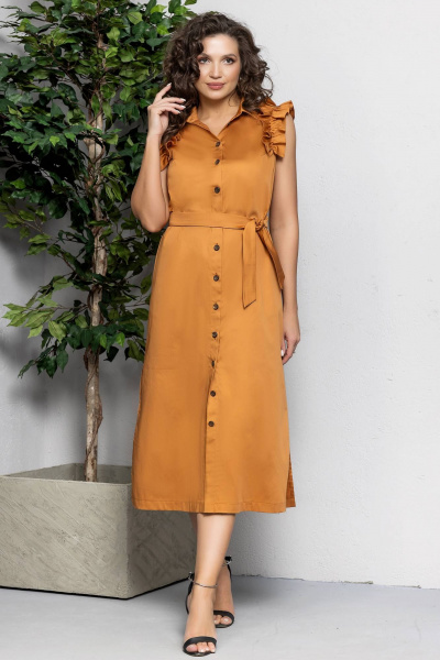 Летнее миди платье рубашка с карманами и поясом Gold Style 2622 - фото 11