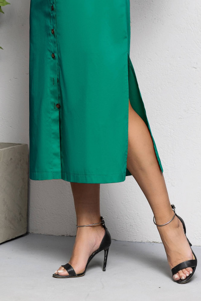 Летнее миди платье рубашка из хлопка с карманами Gold Style 2622 темная_мята - фото 5