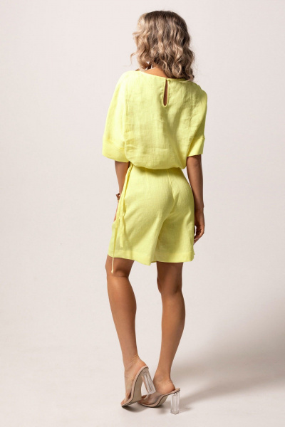 Летняя блуза с коротким рукавом и шортами из льна Golden Valley 6575-3 желтый - фото 2