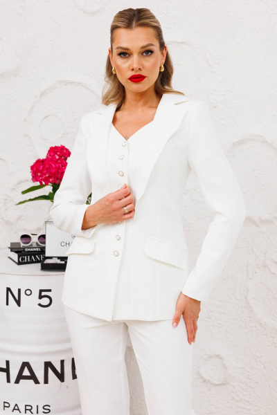 Брюки, жакет Мода Юрс 2852 молочный - фото 3