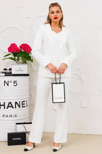 Брюки, жакет Мода Юрс 2852 молочный - фото 1