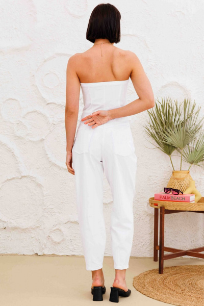 Белые летние брюки слоучи с накладными карманами и гульфиком AURA otd 4139 белый - фото 6