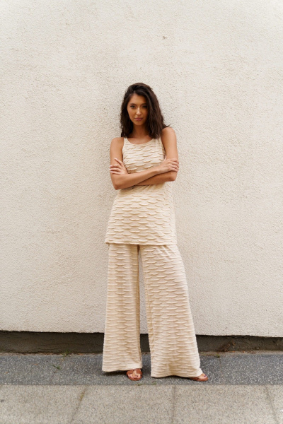 Круглогодичный бежевый джемпер из текстиля ANNETE A941 - фото 2