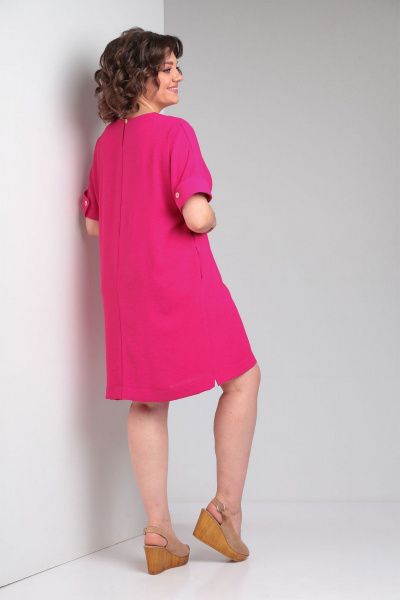 Платье прямого силуэта с накладным карманом и разрезами VIA-Mod 635 фуксия - фото 3