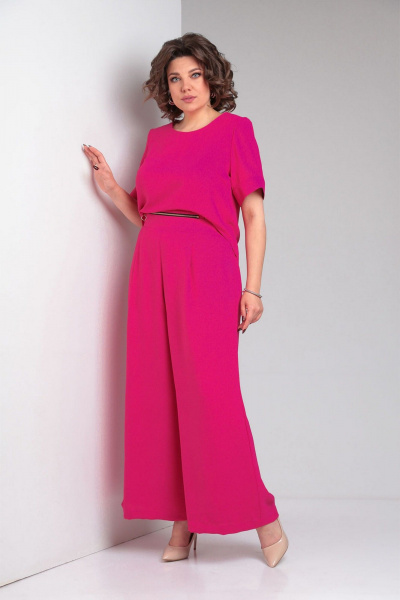 Комплект из блузы и брюк из вискозы для повседневной носки VIA-Mod 636 фуксия - фото 6