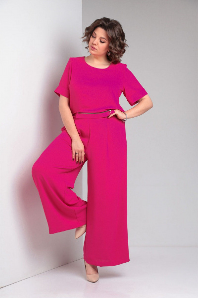 Комплект из блузы и брюк из вискозы для повседневной носки VIA-Mod 636 фуксия - фото 4
