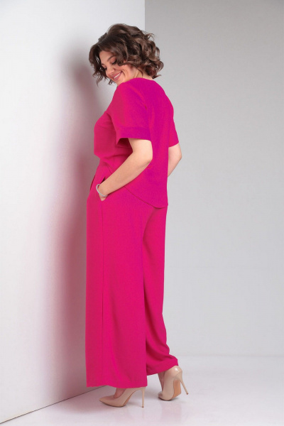 Комплект из блузы и брюк из вискозы для повседневной носки VIA-Mod 636 фуксия - фото 3