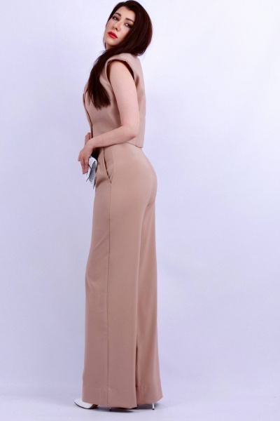 Укороченный женский жилет из текстиля для офиса и повседневной носки Patriciа 01-5691 бежевый - фото 3