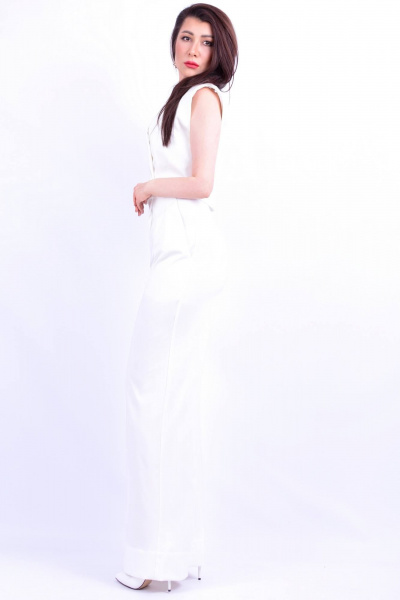 Жилет женский укороченный из текстиля с двубортным кроем Patriciа 01-5691 белый - фото 2