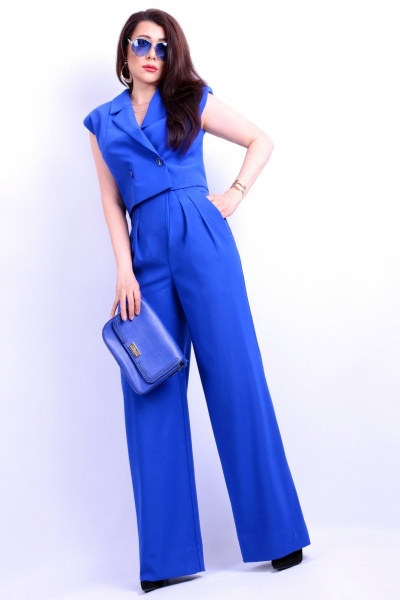 Жилет женский укороченный из текстильного полотна для стильных образов Patriciа 01-5691 синий - фото 4