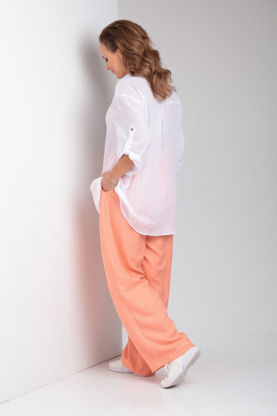 Комплект рубашка и брюки с поясом на резинке TVIN 7777 белый - фото 6