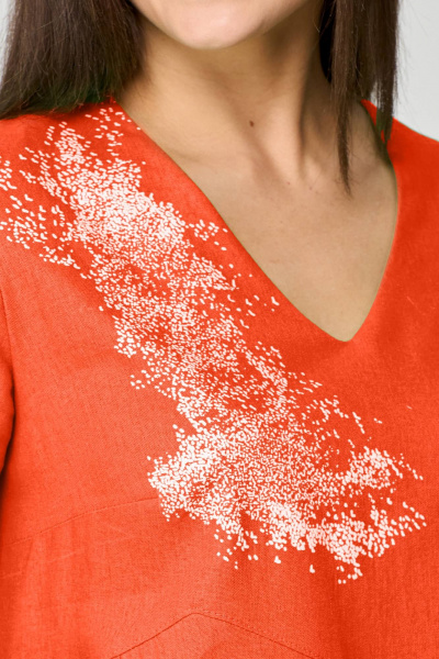 Летнее А-силуэтное платье с асимметричными подрезами Мишель стиль 1196 оранжевый - фото 4