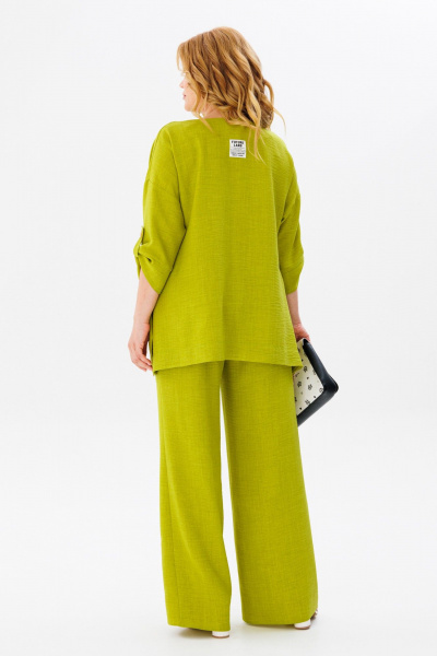 Летний комплект блузки и брюк из легкой ткани для города Anastasia 1102 яблочный_зеленый - фото 8