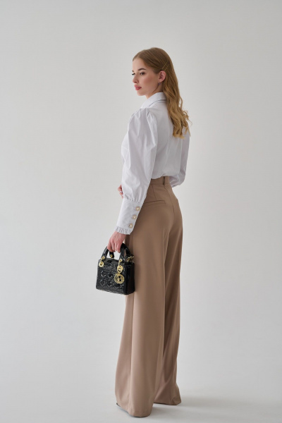 Белая элегантная блуза из хлопка с романтичной оборкой Мастер Мод 830хс белый - фото 5