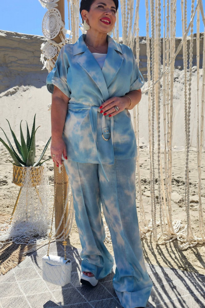 Блуза, брюки, жакет Vittoria Queen 21383/2 голубой - фото 6