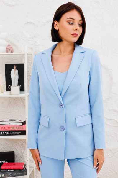 Деловой однобортный жакет прямого силуэта AURA otd 1100 небесный голубой - фото 1