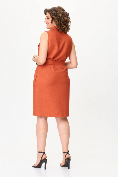 Летнее платье из льна с пуговицами и съемным поясом VIPPRIMO 109 терракот - фото 9