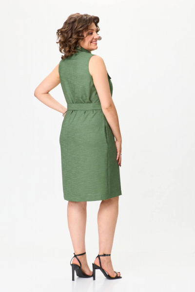 Летнее платье из льна с пуговицами и съемным поясом VIPPRIMO 109 зеленый - фото 10