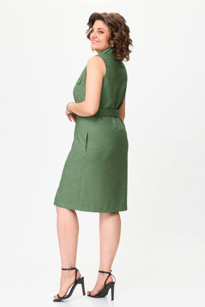 Летнее платье из льна с пуговицами и съемным поясом VIPPRIMO 109 зеленый - фото 9