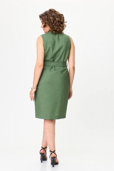 Летнее платье из льна с пуговицами и съемным поясом VIPPRIMO 109 зеленый - фото 2