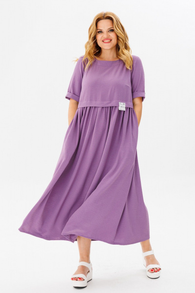 Летнее свободное платье из струящейся ткани с боковыми карманами Michel chic 2132/1 лаванда - фото 7