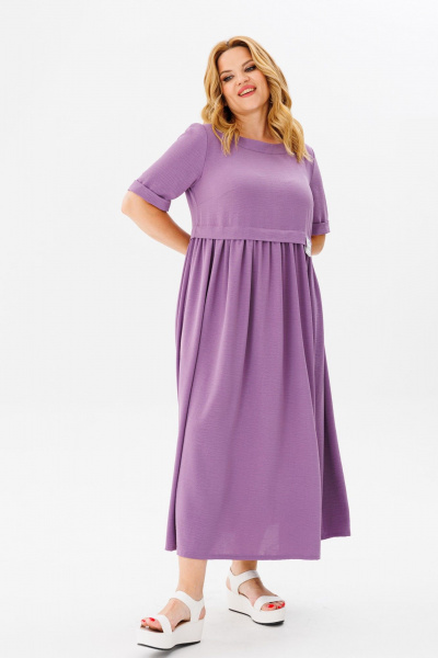Летнее свободное платье из струящейся ткани с боковыми карманами Michel chic 2132/1 лаванда - фото 4