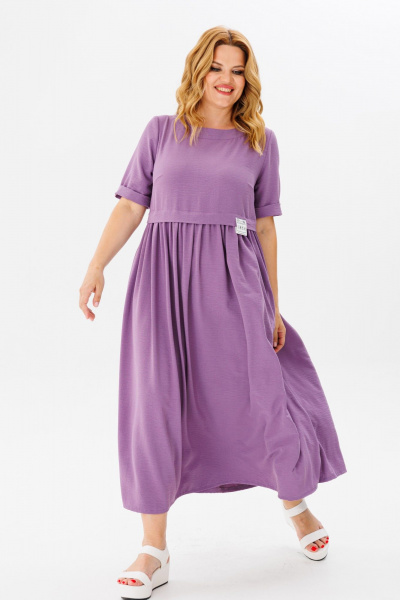 Летнее свободное платье из струящейся ткани с боковыми карманами Michel chic 2132/1 лаванда - фото 1