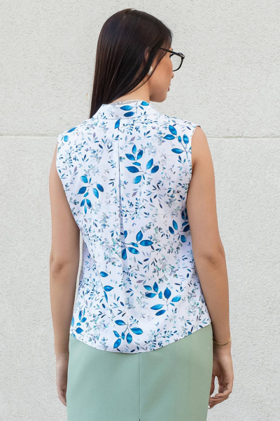 Летняя белая блуза из вискозы с воротником-рубашкой LADO 8172-9 - фото 8