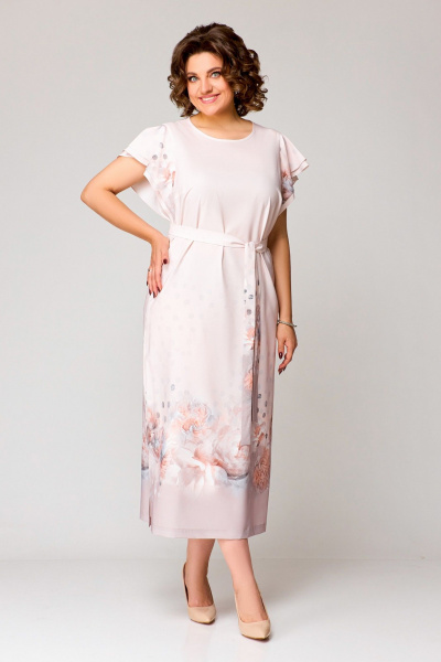 Розовое летнее платье с воланами и разрезами Swallow 751 пудрово-розовый - фото 2