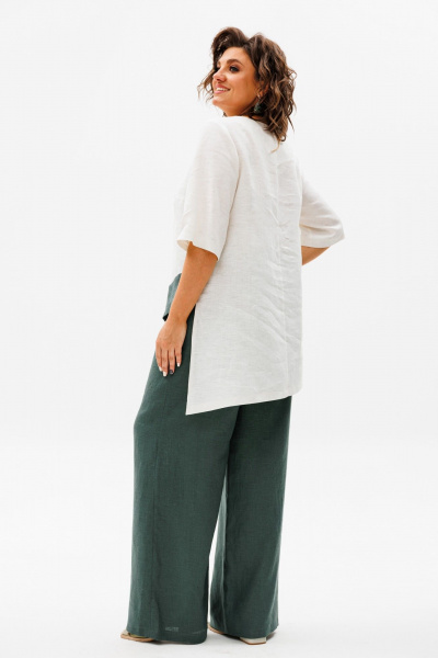 Летний костюм из льна блуза и брюки на резинке Anelli 1459 олива - фото 5