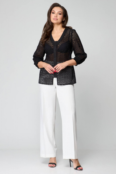 Блуза, брюки и топ для повседневного образа Мишель стиль 1201 черно-белый - фото 12