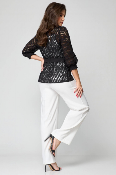 Блуза, брюки и топ для повседневного образа Мишель стиль 1201 черно-белый - фото 11