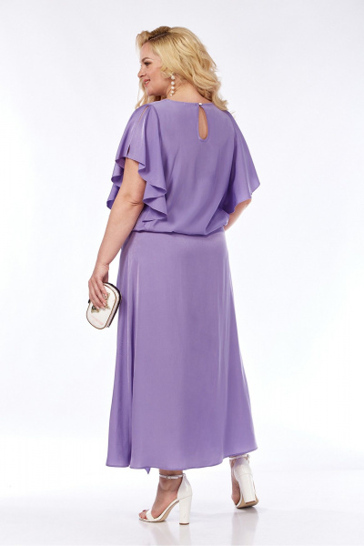 Нарядный костюм из вискозы с воланами и запахом Jurimex 3139 сирень - фото 6