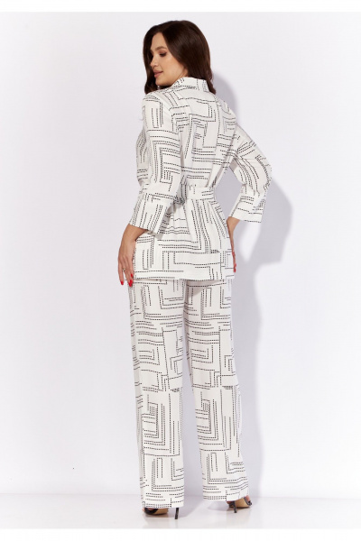 Комплект из жакета и брюк с поясом и карманами TAiER 1199-1 белый - фото 4