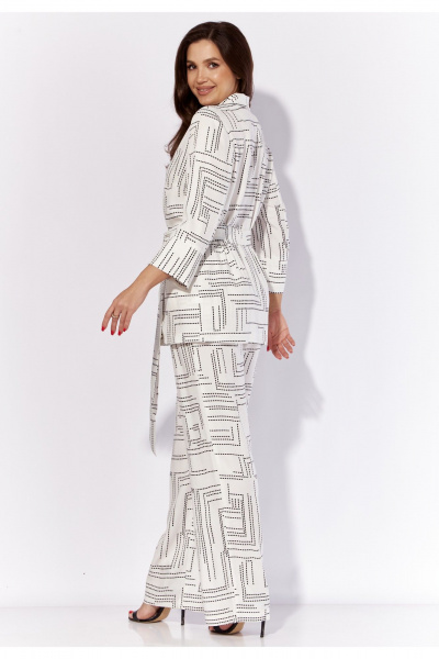 Комплект из жакета и брюк с поясом и карманами TAiER 1199-1 белый - фото 3