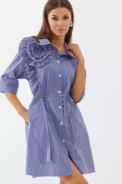 Платье свободного А-силуэта с карманами и поясом N.O.W. 1422 - фото 6