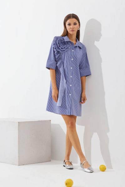 Платье свободного А-силуэта с карманами и поясом N.O.W. 1422 - фото 3