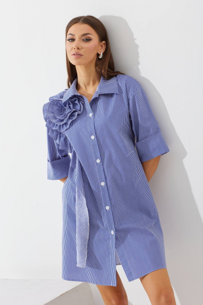 Платье свободного А-силуэта с карманами и поясом N.O.W. 1422 - фото 2