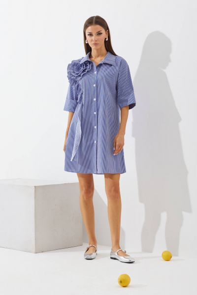 Платье свободного А-силуэта с карманами и поясом N.O.W. 1422 - фото 1